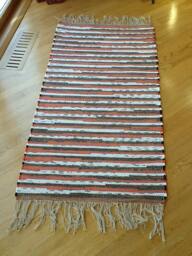 "Black, Orange & White Cotton Rug, 52 1/4"" L X 27 1/2"