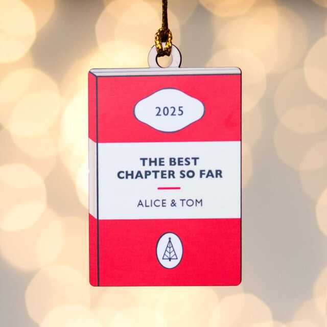 Personalised Book Cover Christmas Tree Decoration, 2025 Keepsake Bauble Gift For Couple, Bookish - image 1