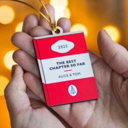 Personalised Book Cover Christmas Tree Decoration, 2025 Keepsake Bauble Gift For Couple, Bookish - thumbnail 2