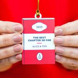 Personalised Book Cover Christmas Tree Decoration, 2025 Keepsake Bauble Gift For Couple, Bookish - thumbnail 3