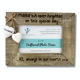 Missed But Never Forgotten - Memorial Wedding Day Loss Remembrance Personalised Driftwood Photo Frame Mum Dad Nan Grandad - thumbnail 3
