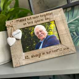Missed But Never Forgotten - Memorial Wedding Day Loss Remembrance Personalised Driftwood Photo Frame Mum Dad Nan Grandad - thumbnail 1