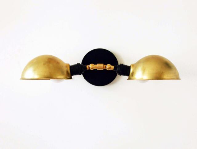 Double Industrial Wall Light Brass Shade Sconce Gold Black Lighting Adjustable Lamp Bathroom Restaurant Lights Store - image 1