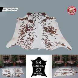 Authentic Medium Dark Brown & White Cowhide Rug - Luxurious Hair-On Leather For Sophisticated Spaces - 54x57 Inches - thumbnail 2