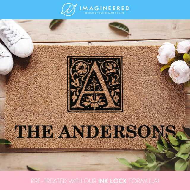 Custom Monogram Doormat - Personalized Door Mat Housewarming Gift New Home Closing Wedding Christmas - image 1
