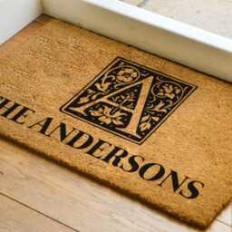 Custom Monogram Doormat - Personalized Door Mat Housewarming Gift New Home Closing Wedding Christmas - thumbnail 2