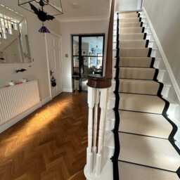Stitched Taped Edge Stair Runner Beige 8M - thumbnail 3