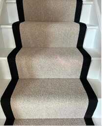 Stitched Taped Edge Stair Runner Beige 8M - thumbnail 1