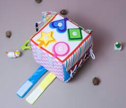 Montessori Soft Activity Fabric Cube Sensory Learning Toy For Toddlers - thumbnail 1