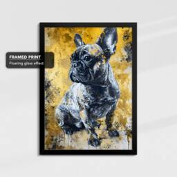 French Bulldog Gold Dripping Dog Painting Framed Poster Print Or Canvas Wall Decor Art Bedroom Home Interior Gift For Pet Lover - thumbnail 2