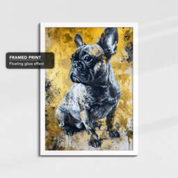 French Bulldog Gold Dripping Dog Painting Framed Poster Print Or Canvas Wall Decor Art Bedroom Home Interior Gift For Pet Lover - thumbnail 3