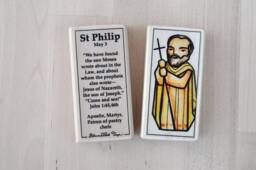 st Philip The Apostle Patron Saint Block With Gift Bag // Patron Of Pastry Chefs Catholic Toys By Almondrod - thumbnail 1
