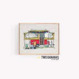 Pop Up Camper - Travel Trailer Van Vanlife Happy Art Print Whimsical Wall Decor Glamping - thumbnail 2