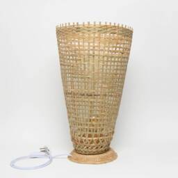 Handmade Woven Bamboo Floor Lamp - Rustic Asian Style Light - thumbnail 3