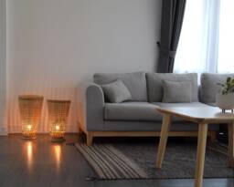 Handmade Woven Bamboo Floor Lamp - Rustic Asian Style Light - thumbnail 1
