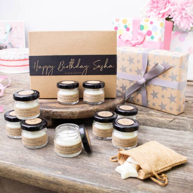 Birthday Candle Gift Set, 9 Scented Soy Wax Candles With 5 Wax Melts. Personalised Gift, Set - image 1