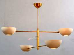 Antique Solid Brass 4 Arms Light Shade Sputnik Black - Mid Century Ceiling Pendant Chandelier Fixture