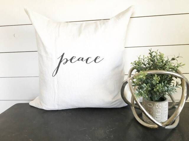 Peace Pillow Cover, 18 X Christmas Pillow, Holiday Decor, Farmhouse Gift - image 1