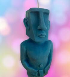 Mysterious Moai Statue Candle, Ancient Easter Island Stone Monolith Pillar Shaded Tiki Totem Wax Sculpture, Quirky History Gift