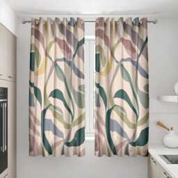 Abstract Leaf Curtains, Modern Botanical Print Drapes, Earth Tone Window Panels, Nature Decor For Living Room Or Bedroom - thumbnail 3
