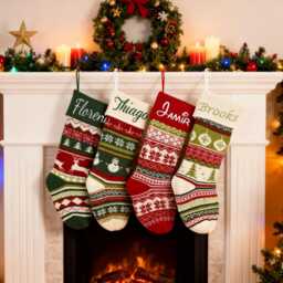 2025 Embroidered Christmas Stocking, Personalized Family Knit Stockings With Name, Decoration, Gift For Kids - thumbnail 2