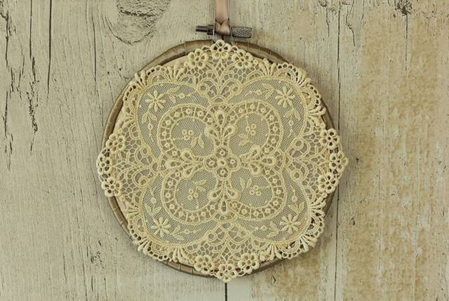 Lace Embroidery Hoop Decor Rustic Chic Wall Art - image 1