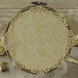 Lace Embroidery Hoop Decor Rustic Chic Wall Art - thumbnail 2