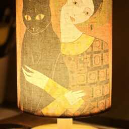 Usb Klimt & Black Cat Decoupage Table Lamp Design Home Decor Bedside Night Light Gift - thumbnail 3