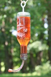 New Etched Lighthouse Recycled 187 Ml Wine Bottle Hummingbird Or Bird Feeder - thumbnail 1