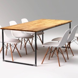 Steel Frame Dining Table. Oak Wood & Varnished Steel Metal Frame. Industrial Table Basic Steel 140x80 160x80 180x90 200x90. Loft, Minimal - thumbnail 3