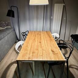 Steel Frame Dining Table. Oak Wood & Varnished Steel Metal Frame. Industrial Table Basic Steel 140x80 160x80 180x90 200x90. Loft, Minimal - thumbnail 2