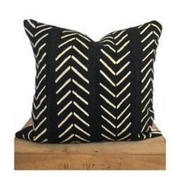 Authentic African Mudcloth Pillow Cover, Black & Cream, Boho Decor - thumbnail 2