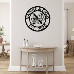 Family Name Monogram Sign Last Wedding Split Personalised Metal Wall Art - thumbnail 2