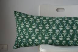 "Floral Lumbar Pillow Cover Indian Block Print, Natural Dye - 14"" X 36" - thumbnail 1