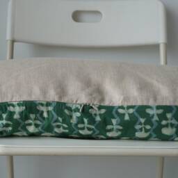 "Floral Lumbar Pillow Cover Indian Block Print, Natural Dye - 14"" X 36" - thumbnail 3