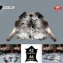 Black & White Cowhide Rug Natural Hair-On Leather - 42x46 Inches - thumbnail 2