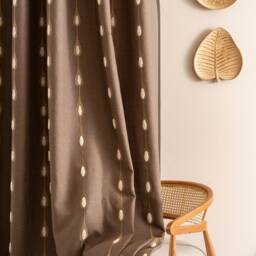 Embroidered Linen Curtains - 2 Colors, Custom Patterned Drapes For Living Room & Bedroom - thumbnail 3