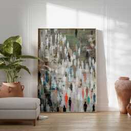 Abstract Crowd Poster Modern People Wall Art Contemporary Figurative Print - thumbnail 3