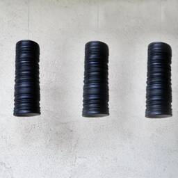 3-Light Black Ceramic Pendant Modern Carved Texture Chandelier - thumbnail 3