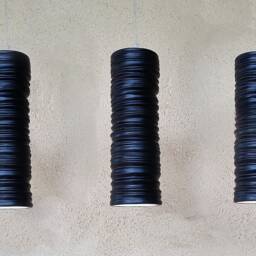 3-Light Black Ceramic Pendant Modern Carved Texture Chandelier - thumbnail 2