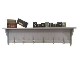 Gray Hallway Coat Rack Shelf Solid Pine Entryway Organizer