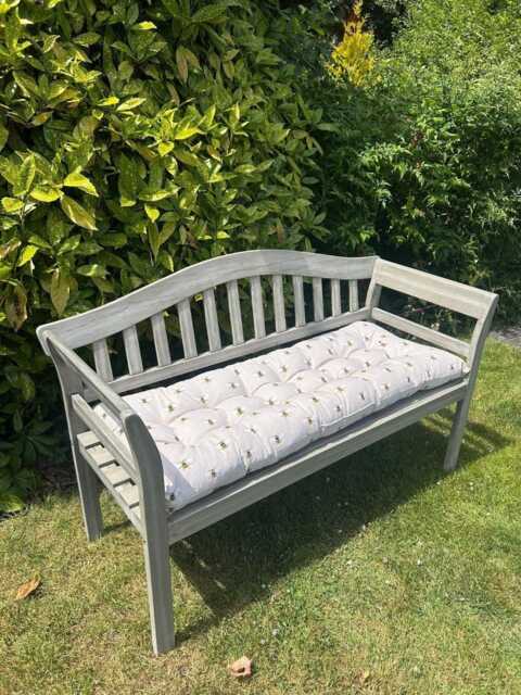 Bumblebee Bee Bench Seat Pad Grey Cushion Outdoor Garden Decor 110cm X 50cm - image 1