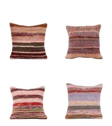 "Set Of 4 Pcs, Rag Rug Pillow Cover, Vintage Kilim Pillow, 14.57"" X 14.96" - thumbnail 1