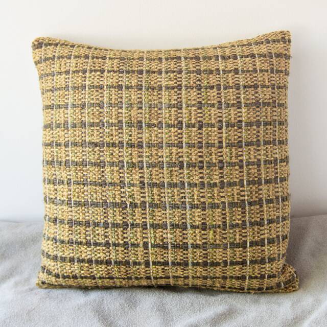 Bellecastle Golden Sienna Honey Woven Pillow 15x15 Decorative Modern Minimalist Home Decor Accent - image 1