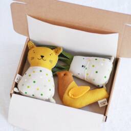 Gift For New Mom, Stuffed Fabric Animal Baby Toys Set - thumbnail 2