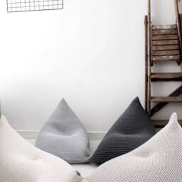 Knitted Cotton Kids Bean Bag Chair Cover - Linen Color - Unfilled - thumbnail 3