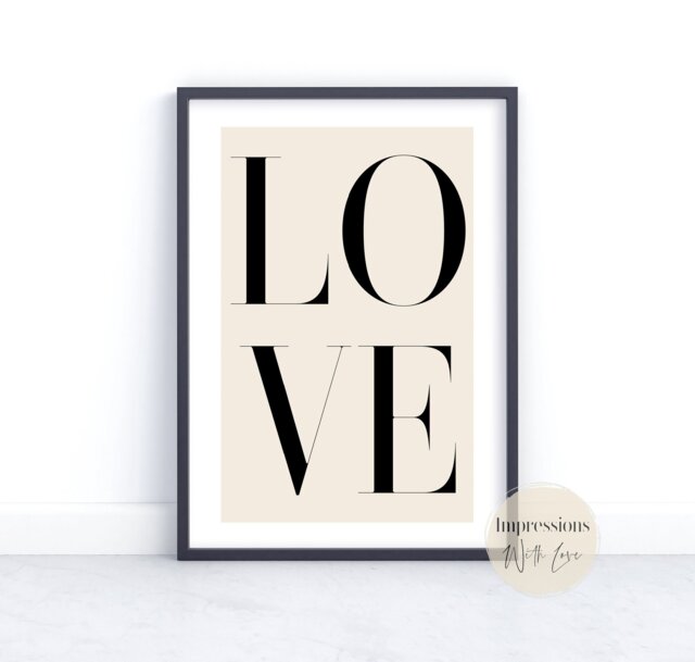 Love Print, Poster, Quote Prints, Home Decor, Bedroom, Beige, Cream, Typography, Minimalist, A5, 8x10, A4, Unframed, Wall Art