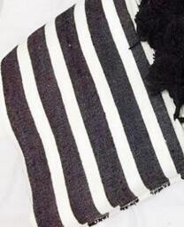 Pom Blanket - Moroccan Blanket Handmade Organic Cotton Striped Beautiful Throw Bedroom Tassels Gift For Her - thumbnail 2