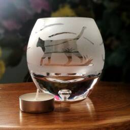 Hand Etched Tealight - Cat - thumbnail 2