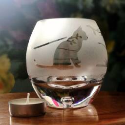 Hand Etched Tealight - Cat - thumbnail 3